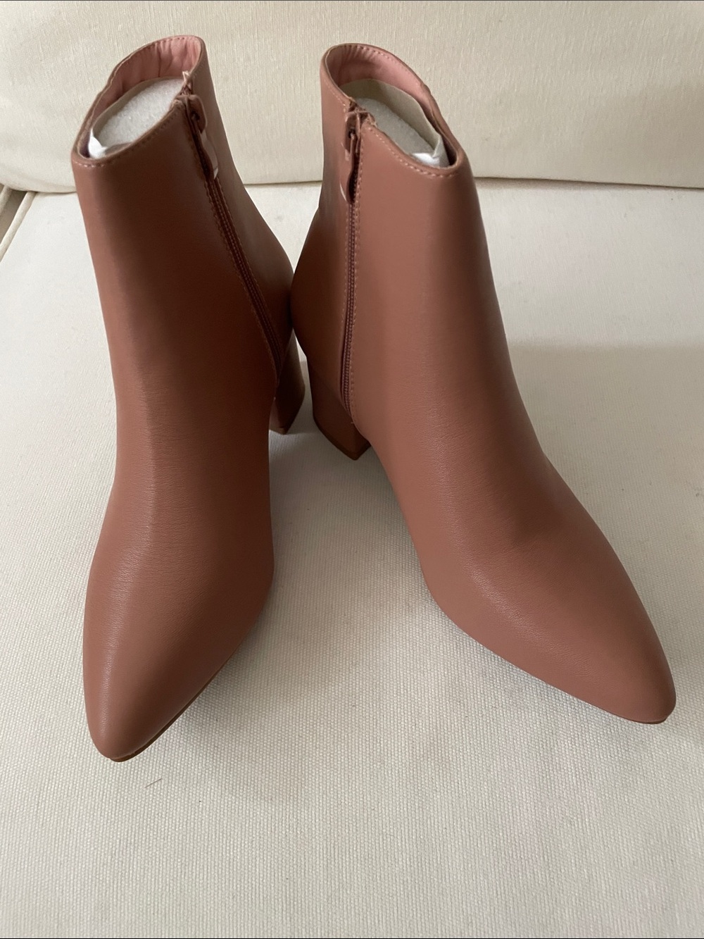 TOP Moda Pointed Toe Ankle Booties - Rust Brown